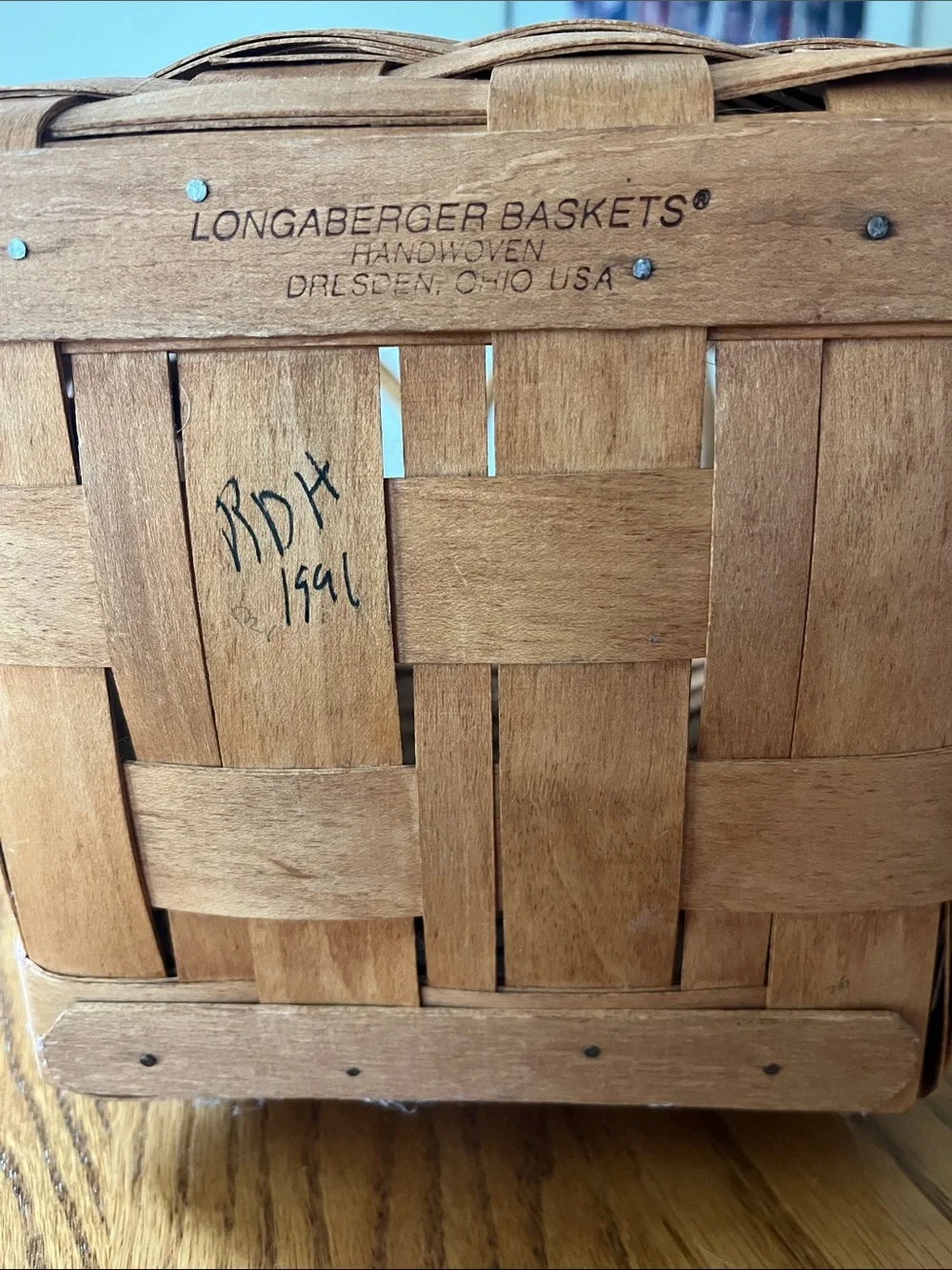 Longaberger Basket 12 inch by 9.25 inch square basket  no liner